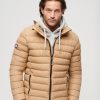 Miehet Superdry Toppa& Ja Untuvatakit | Fuji Emb Padded -Takki Vaaleanruskea