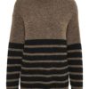 Naiset Gestuz Neulepuserot | Alpha Striped -Pooloneule Ruskea