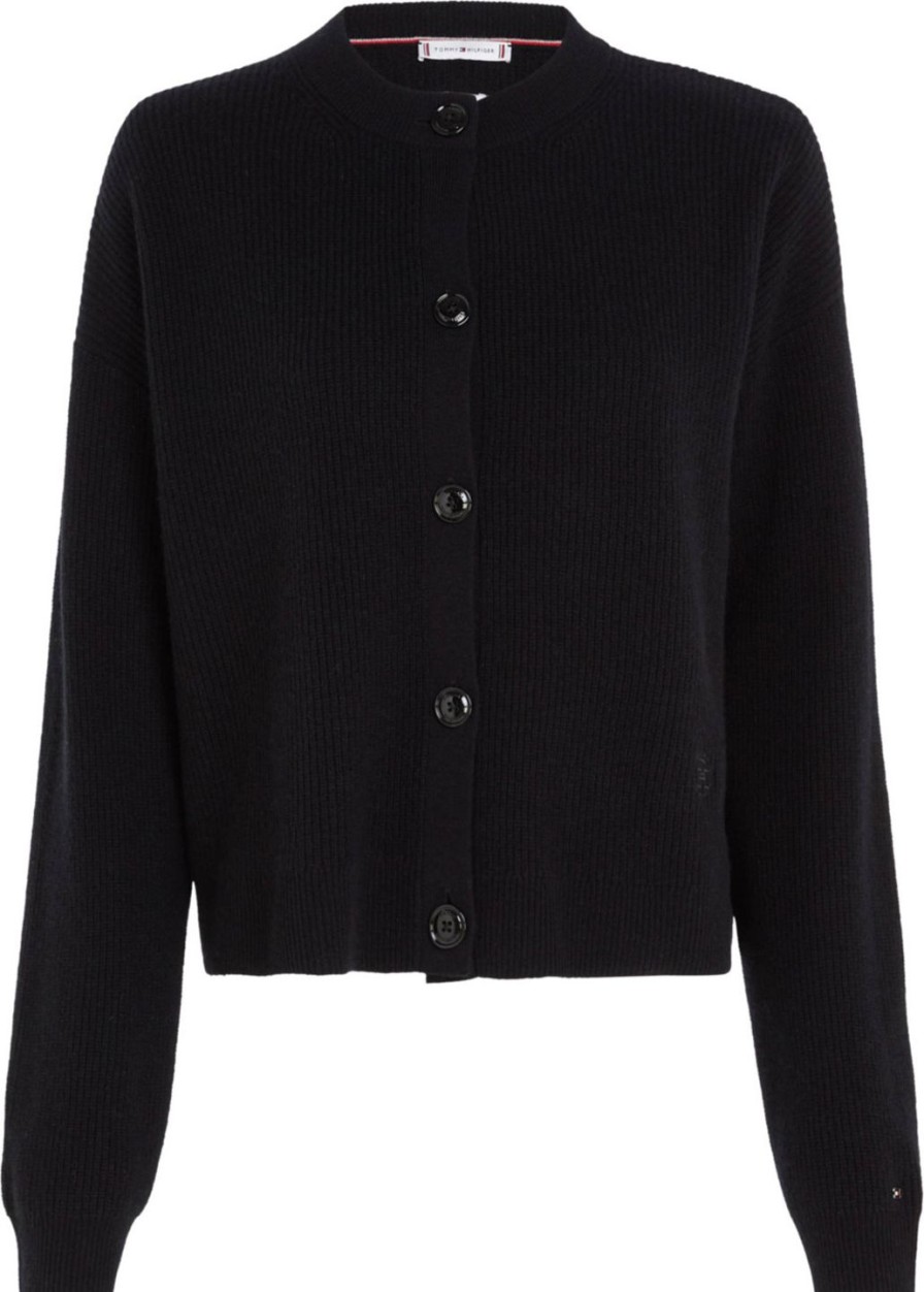 Naiset Tommy Hilfiger Neuletakit Ja &Liivit | Wool Cashmere -Neuletakki Musta