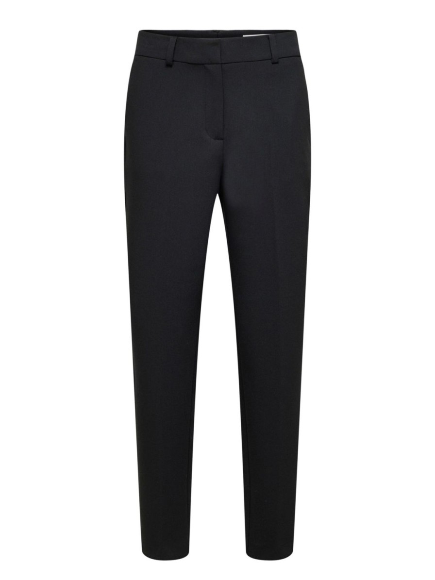 Naiset Selected Femme Housut | Slfrita-Ria Mw Cropped -Housut Musta