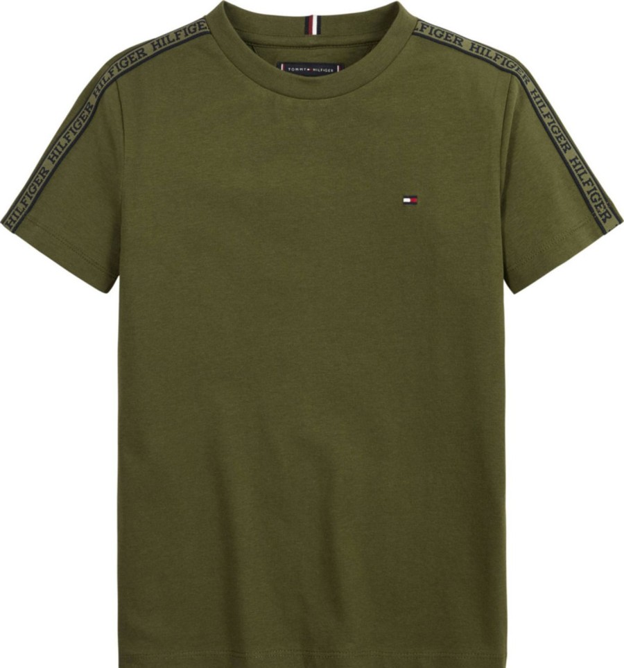 Lapset Tommy Hilfiger T&Paidat | Tape-T-Paita Tummanvihrea