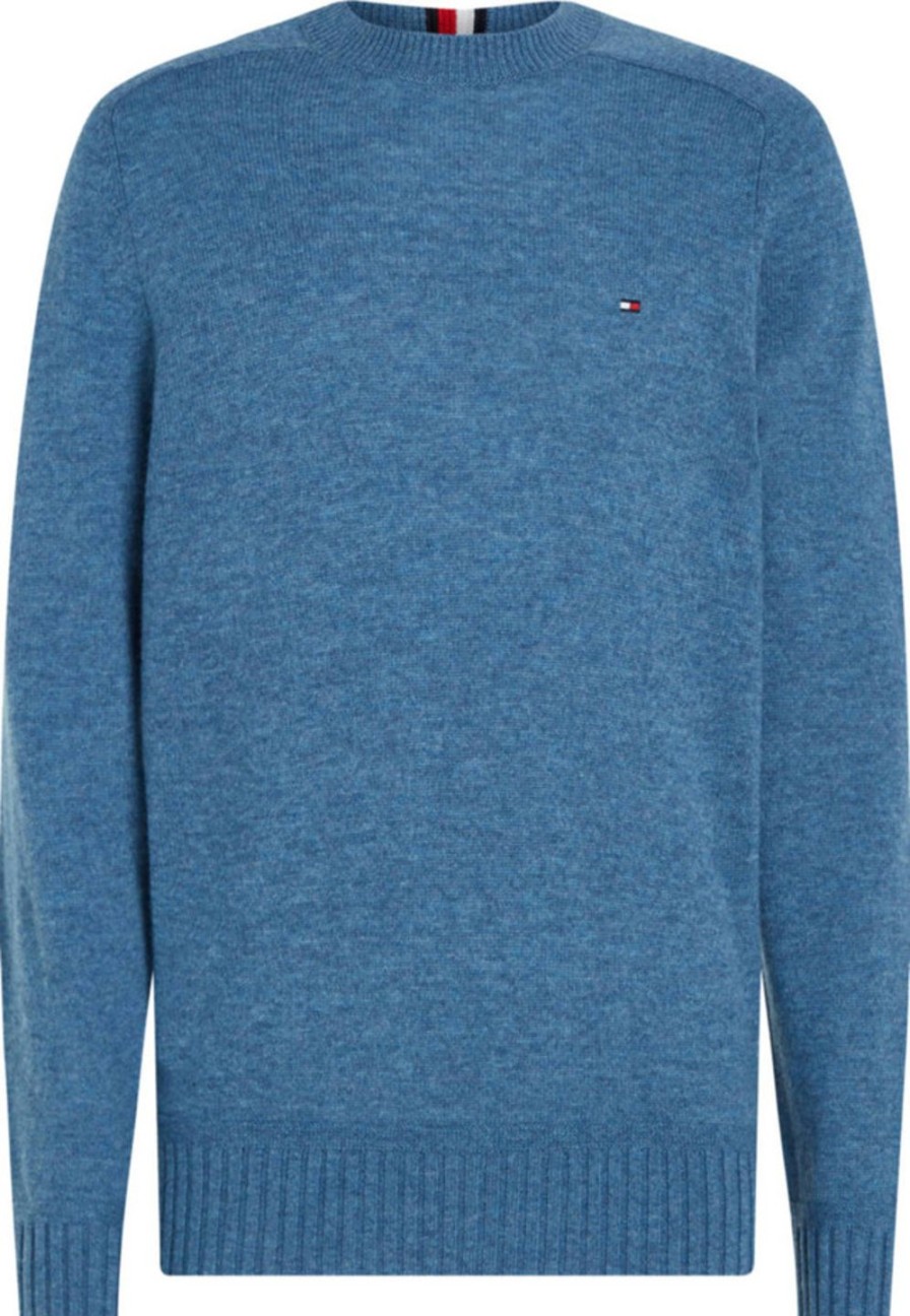 Miehet Tommy Hilfiger Neulepuserot | Multi Htr Merino -Neule Sininen