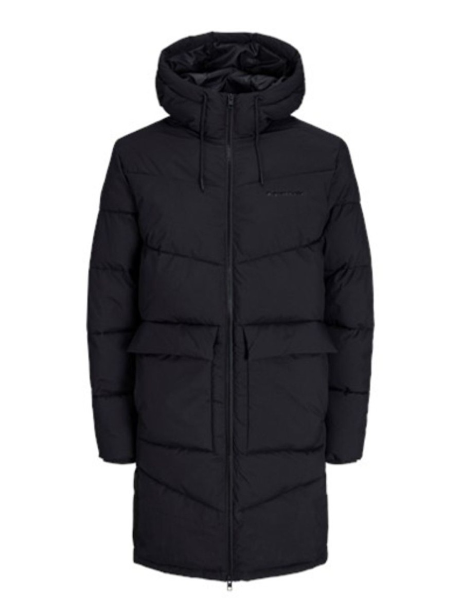 Miehet Jack & Jones Toppa& Ja Untuvatakit | Vesterbro Long Puffer -Takki Musta